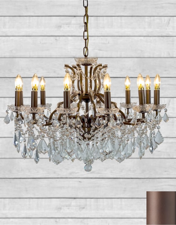 Large 12 Branch Bronze Shallow Chandelier