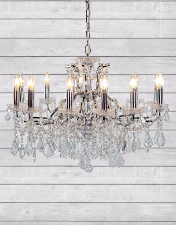 Large 12 Branch Chrome Shallow Chandelier