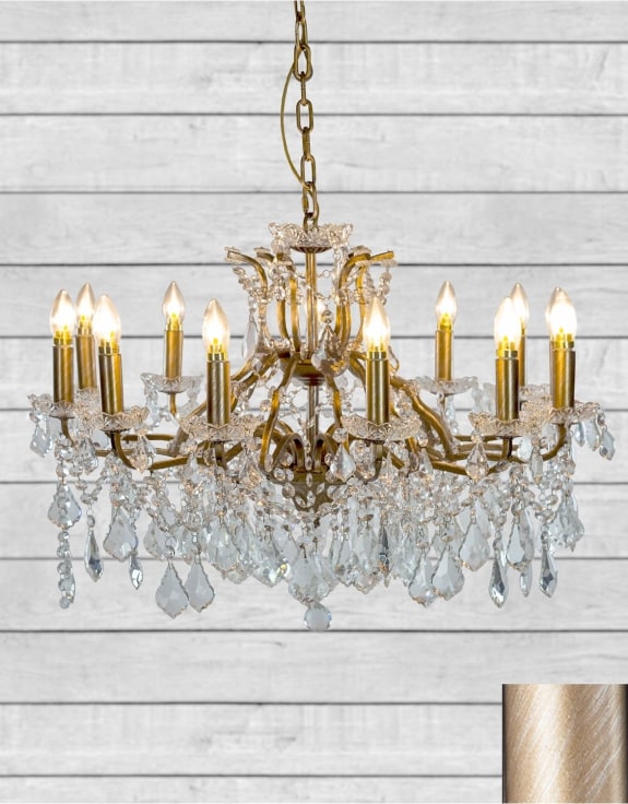 Large 12 Branch Brushed Gold Shallow Chandelier