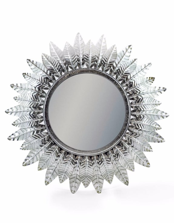 Small Silver Leaf Sun Mirror