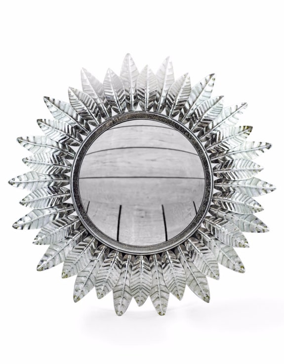 Small Silver Leaf Sun Mirror