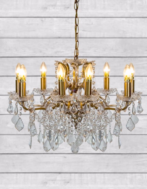 Medium 8 Branch Brushed Gold Shallow Chandelier