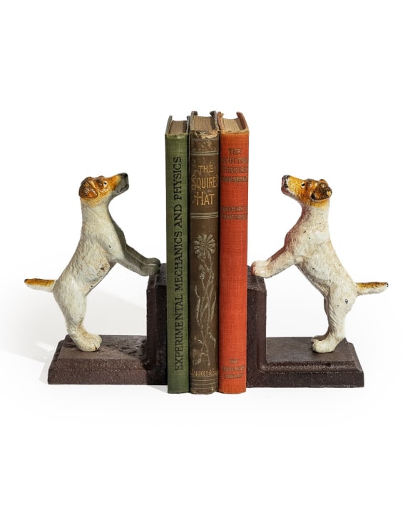 Cast Iron Antiqued Pair of Terrier Bookends