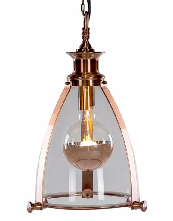 Copper and Glass Lantern Ceiling Light