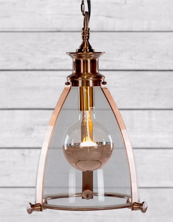 Copper and Glass Lantern Ceiling Light