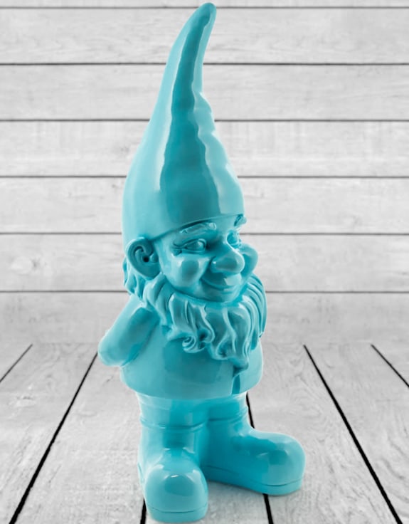 Giant Bright Blue Standing Gnome Figure