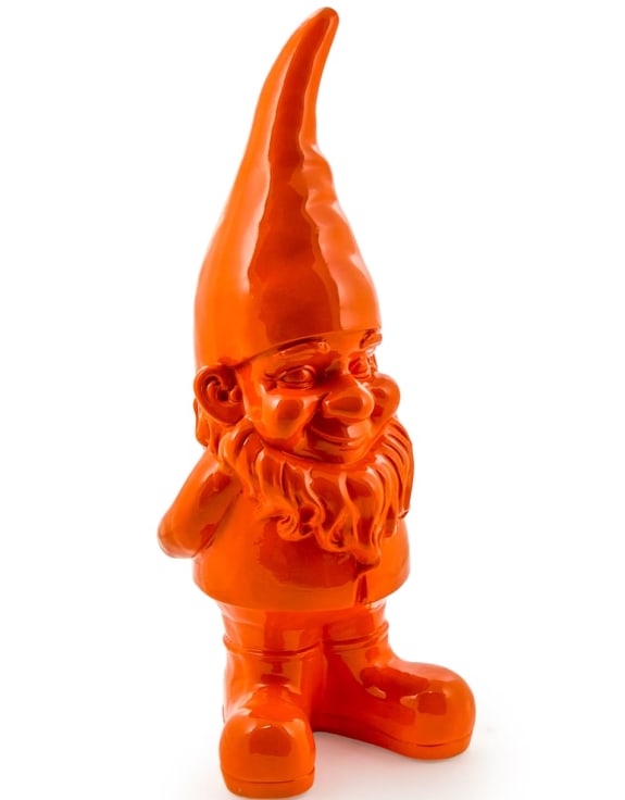 Giant Bright Orange Standing Gnome Figure
