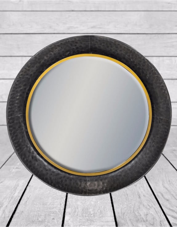 Black and Bronze Large Round Lincoln Wall Mirror