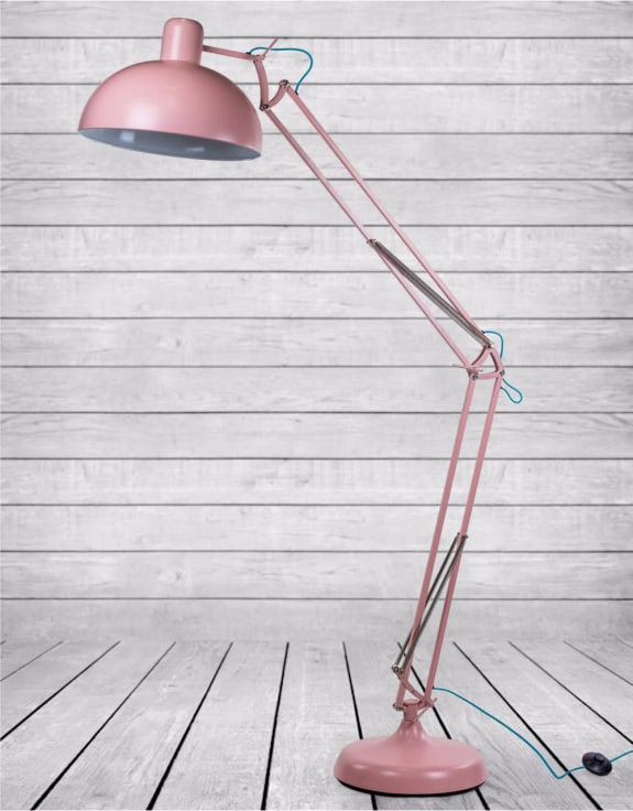 Matt Pink Extra Large Classic Desk Style Floor Lamp (Blue Flex)