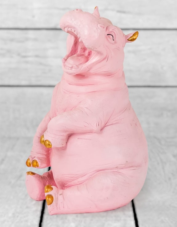 Pink with Gold Details Laughing Hippo Figure