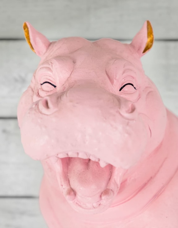 Pink with Gold Details Laughing Hippo Figure