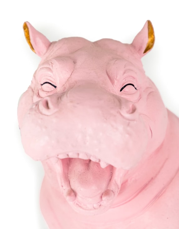 Pink with Gold Details Laughing Hippo Figure