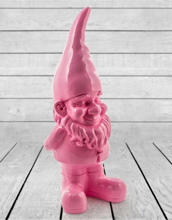 Large Bright Pink Standing Gnome Figure