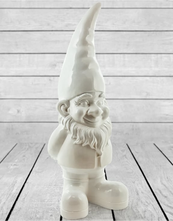 Giant Bright White Standing Gnome Figure
