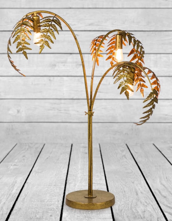 Antique Gold Palm Leaf Table Lamp