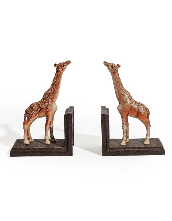 Cast Iron Antiqued Pair of Giraffe Bookends