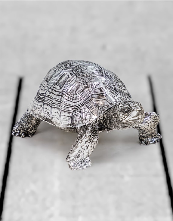 Small Silver Tortoise Figure