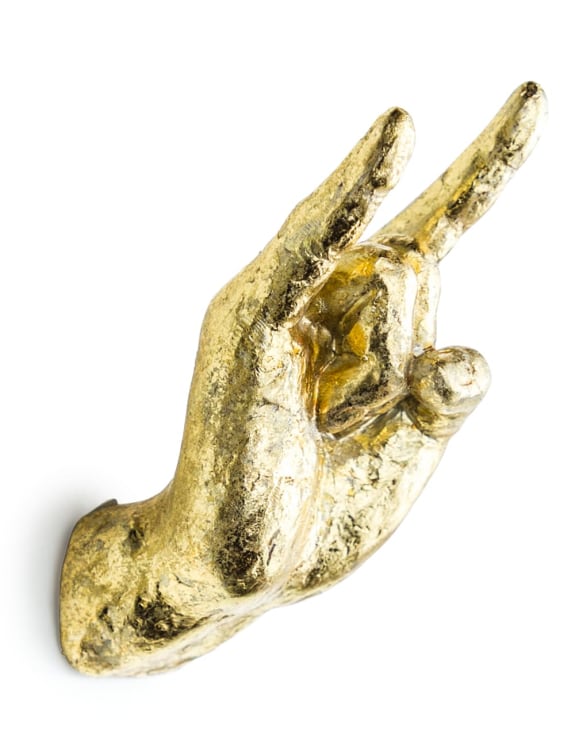 Gold Set of 4 Rock On Wall Hands