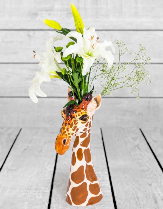 Hand Painted Ceramic Giraffe Head Vase