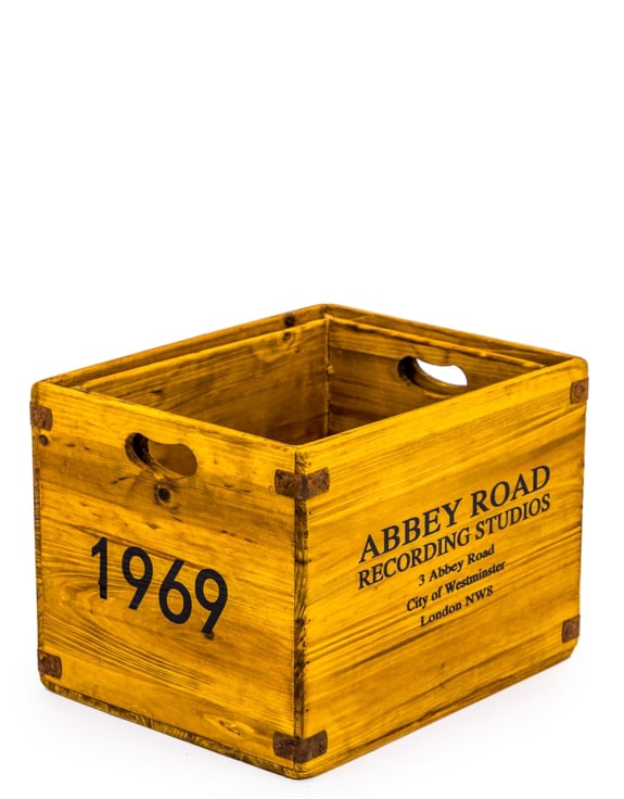 Set of 2 Antiqued Wooden "Abbey Road" LP Record Storage Boxes