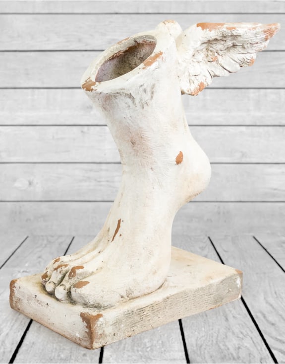 Large Rustic Stone Effect Winged Foot Planter
