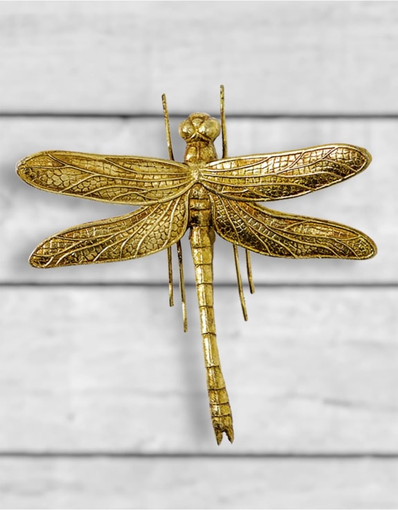 Medium Antique Gold Dragonfly Wall Figure