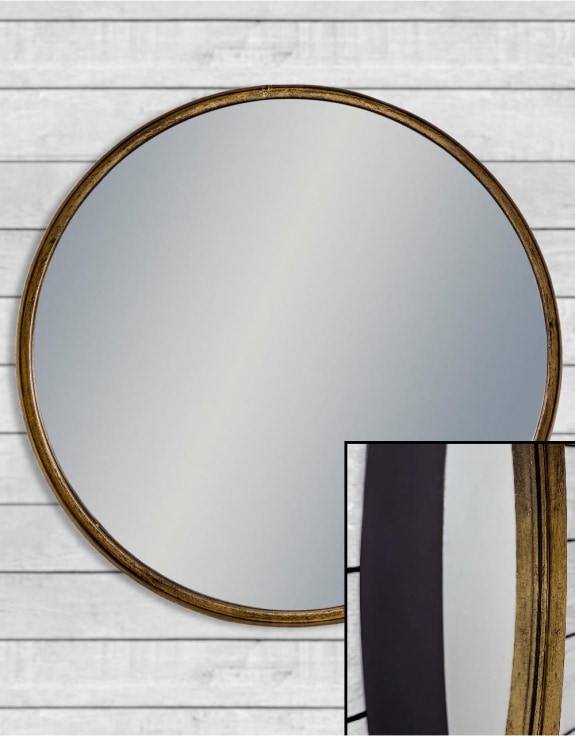 Large Black and Bronze Deep Framed Cylinder Mirror