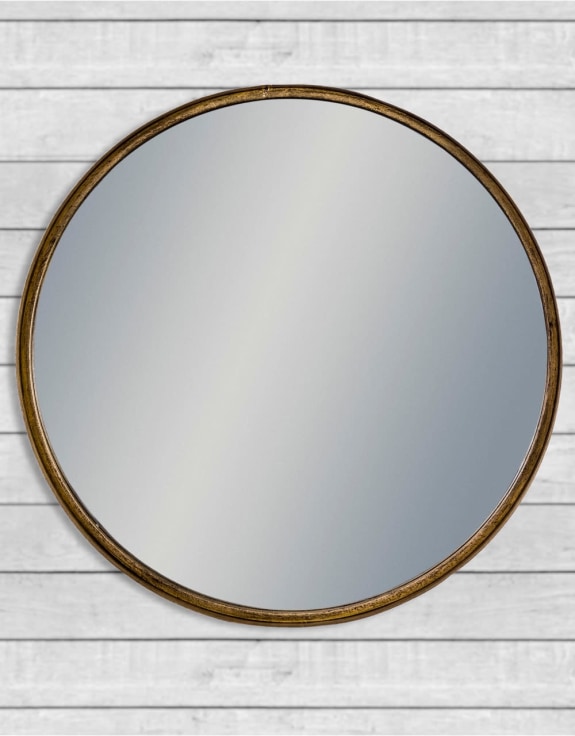 Large Black and Bronze Deep Framed Cylinder Mirror