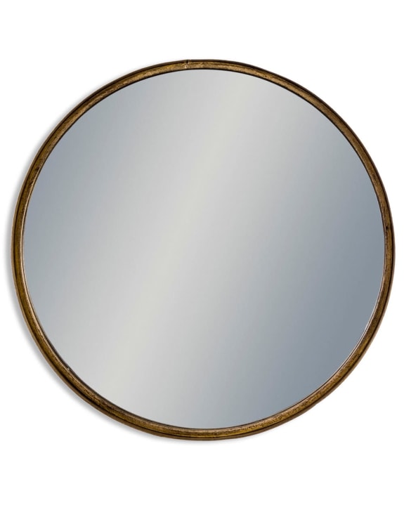 Large Black and Bronze Deep Framed Cylinder Mirror