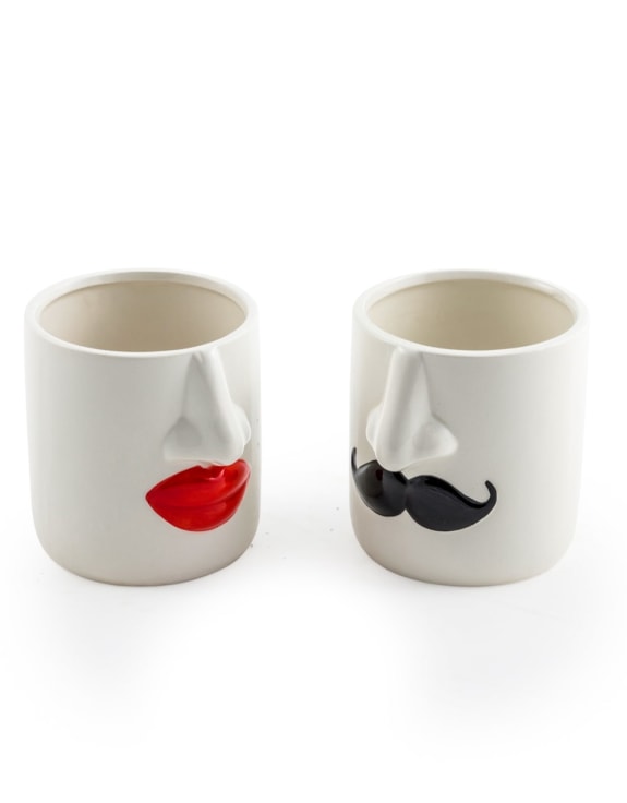 Mr & Mrs Set of 2 White Ceramic Pots