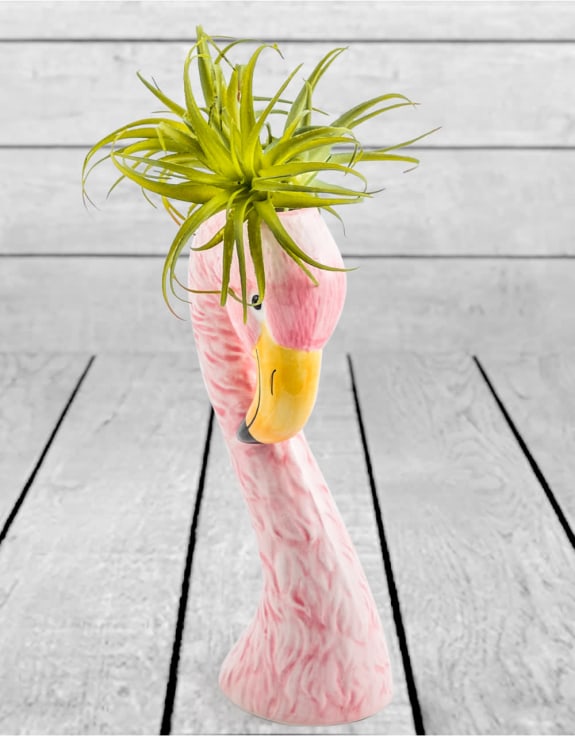 Small Ceramic Pink Flamingo Head Vase