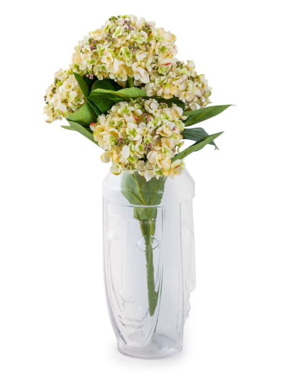 Tall Clear Glass Deco Face Vase