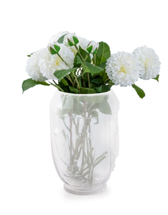 Clear Glass Deco Face Vase