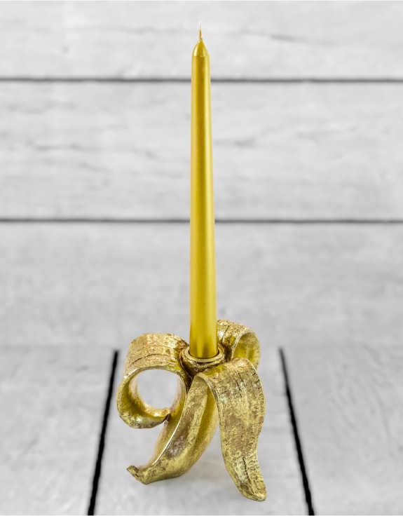 Peeled Antique Gold Glam Banana Candle Holder