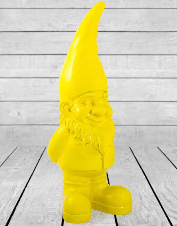 Giant Bright Yellow Standing Gnome Figure