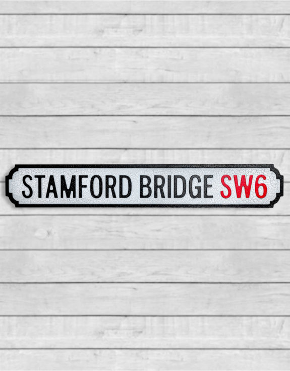 Antiqued Wooden "Stamford Bridge SW6" Road Sign