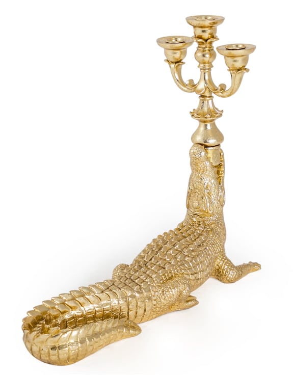 Large Gold Crocodile Table Candelabra