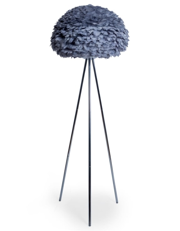 Chrome tripod floor lamp with grey shade 2025