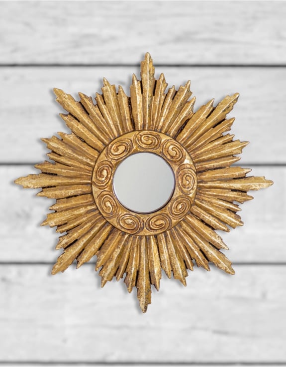 Small Gold Ornate Framed Convex Mirror