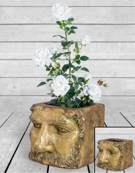 Large Antiqued Gold Classical Face Planter