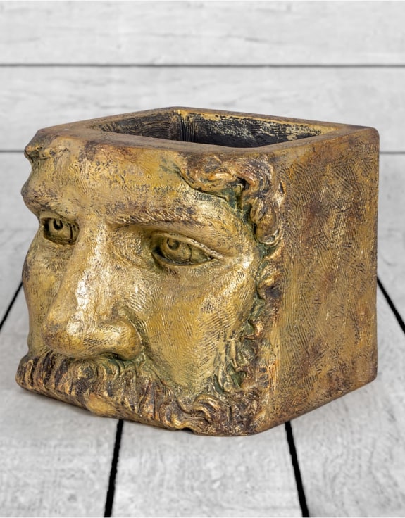 Large Antiqued Gold Classical Face Planter