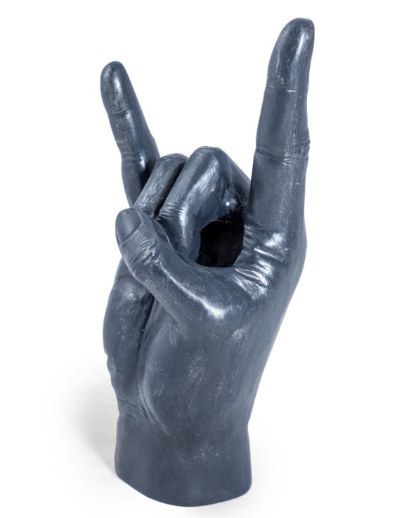 Large Black "Rock On!" Hand Ornament/Vase
