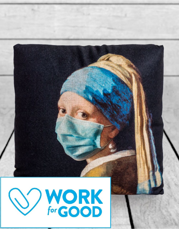 Girl with a Pearl Earring Face Mask Cushion