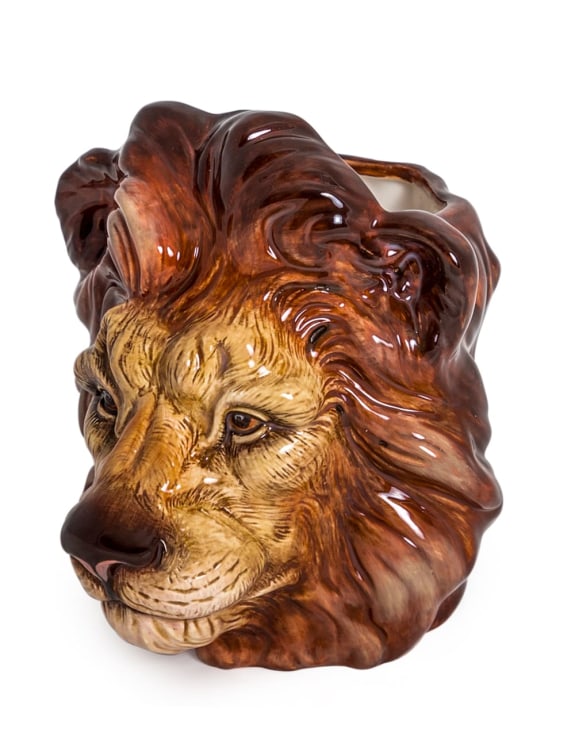 Hand Painted Ceramic Lion Head Storage Jar/Vase