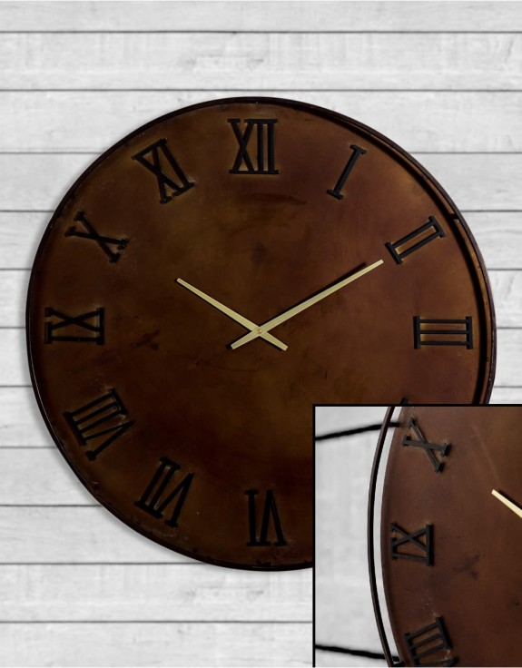 Antiqued Iron Industrial Wall Clock