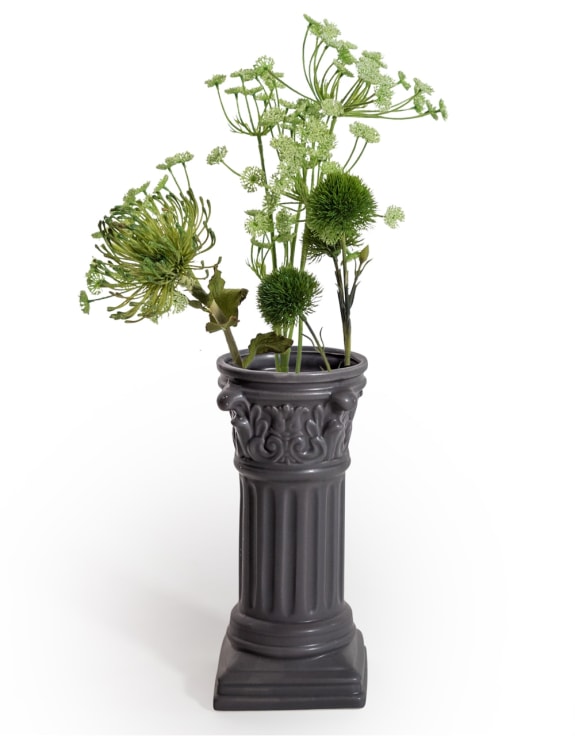 Matt Grey Small Corinthian Column Ceramic Vase