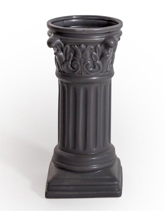 Matt Grey Small Corinthian Column Ceramic Vase