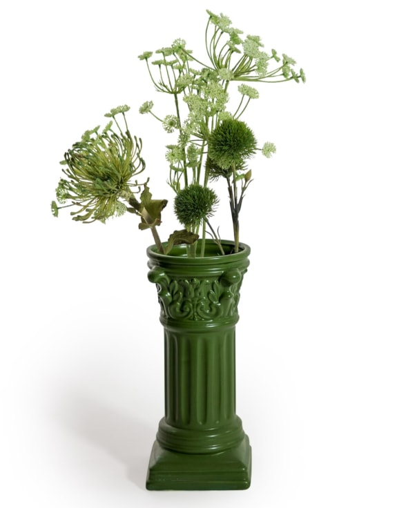 Matt Dark Green Small Corinthian Column Ceramic Vase