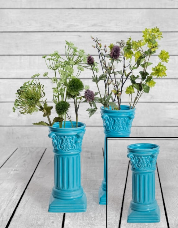 Matt Light Blue Small Corinthian Column Ceramic Vase