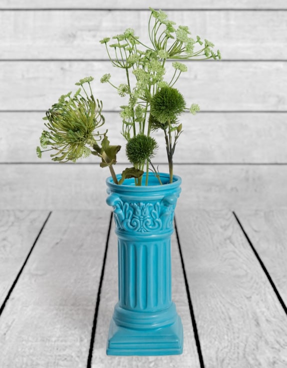 Matt Light Blue Small Corinthian Column Ceramic Vase